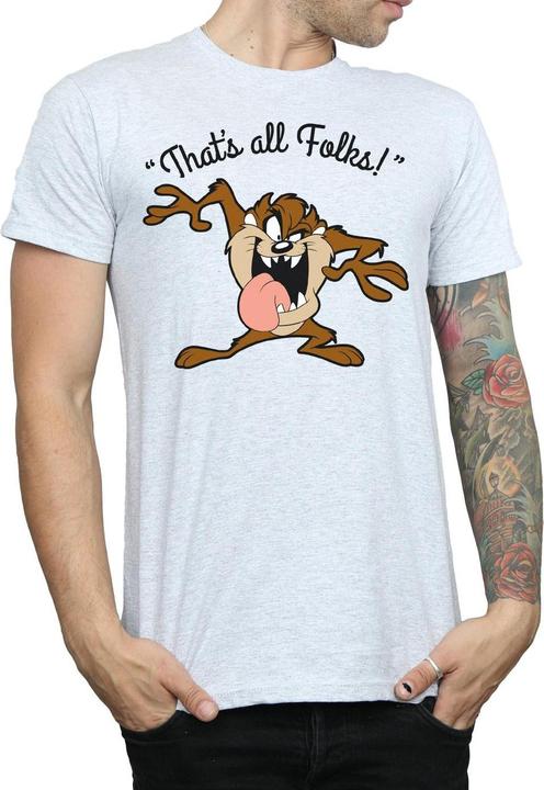Actual product image Looney Tunes Mens That's All Folks Taz Cotton T-Shirt (XL)