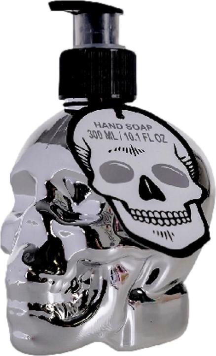 Accentra Flüssigseife in Pumpspender Totenkopf, 300ml, Duft: Blutkirsche, Farbe: metallic silber, VE 6/12 (Flüssigseife, 300 ml)