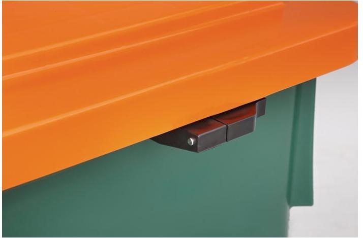 Produktbild Craemer Streugutbehälter L945xB725xH930 mm 400 l HD-PE grün/orange ohne Entnahmerutsche