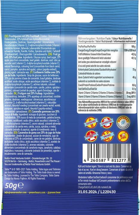 Produktbild Powerbeärs Gamer Powerup Tetris (50 g)