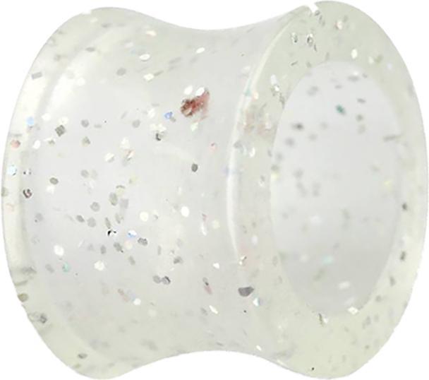 Star Piercing Flared Tunnel transparent Glitter "Glow" (ohne Messing, Acryl)