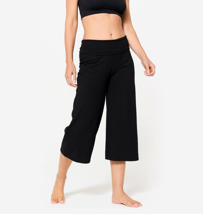 Produktbild Kimjaly Yoga Caprihose Damen hoher Bund - tiefschwarz (L)
