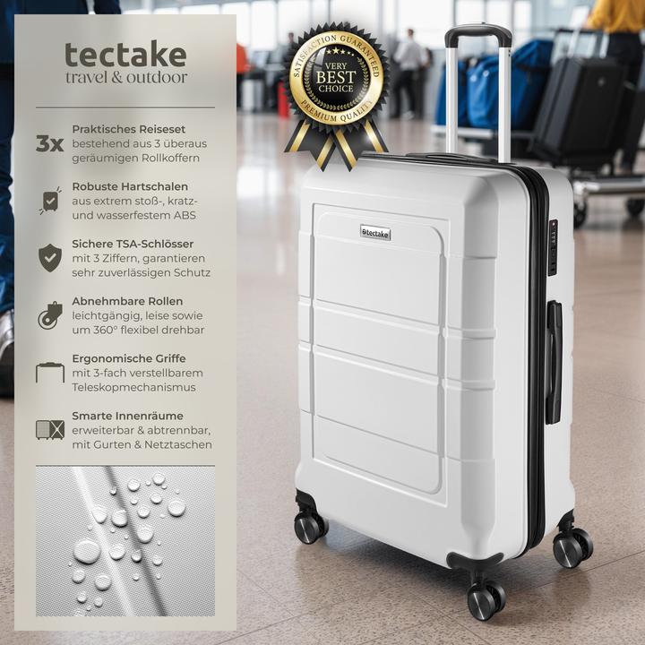 Immagine prodotto tectake Set di valigie rigide Brice 3 pz., lucchetto TSA (111 l, M (50 - 90l), L (90 - 115l), XL (da 115l))