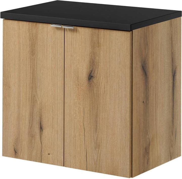 Produktbild En.Casa Waschtischunterschrank Skelbolu 60x60x40cm Eicheoptik/Schwarz