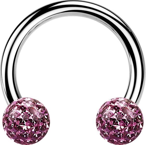 Produktbild Star Piercing Micro Circular Barbell silber mit zwei Kristall Kugeln hellviolett Epoxy Schutzschicht (Chirurgenstahl 316L, ohne Messing)