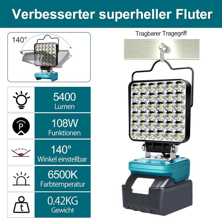 Actual product image Gzyz Akku-LED-Arbeitsleuchte (5400 lm)