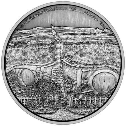 New Zealand Mint Silber Der Herr der Ringe 3 oz - The Shire - Antik Finish (999, 2022)