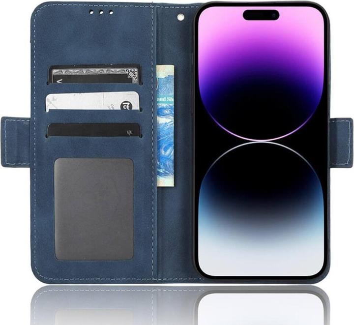 Immagine prodotto Cover-Discount iPhone 15 Pro Max - Custodia con molti scomparti per carte di credito blu (Apple iPhone 15 Pro Max)