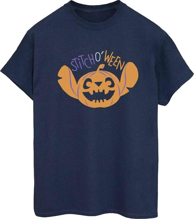 Actual product image Lilo & Stitch Womens/Ladies Stitch O Ween Cotton Boyfriend T-Shirt (5XL)