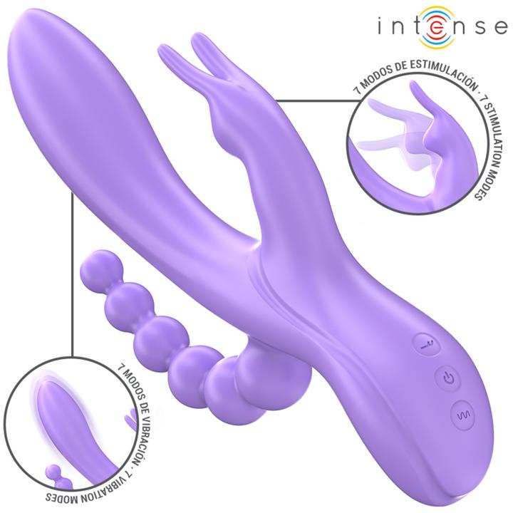 Produktbild Intense Miko Dreifach-Vibrator Rabbit & Stimulator & Anal 7 Vibrationen Lila