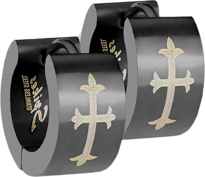 Immagine prodotto Star Piercing Orecchino a battente con croce gotica nera (senza ottone, Acciaio chirurgico 316L)