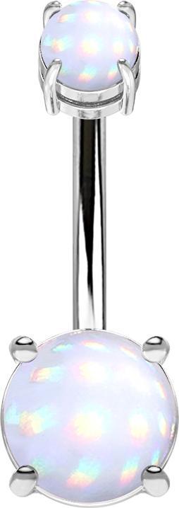 Star Piercing Banane Innengewinde silber mit zwei Epoxidstein weiss (MessingChirurgenstahl 316L, ohne MessingWolfram)