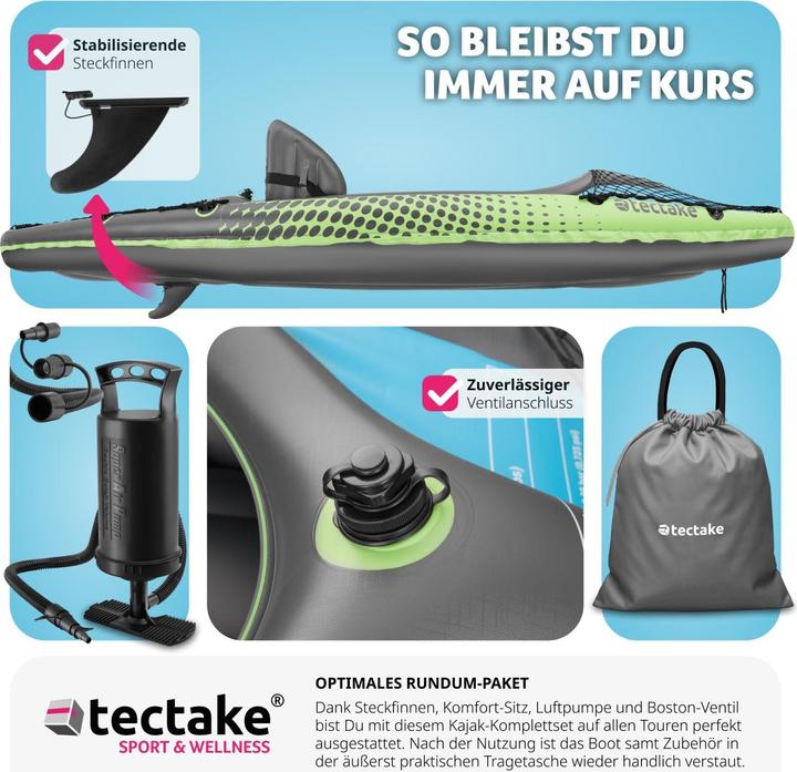 Actual product image tectake Kayak Liberty - single seater, inflatable, including paddle (1 pers.)