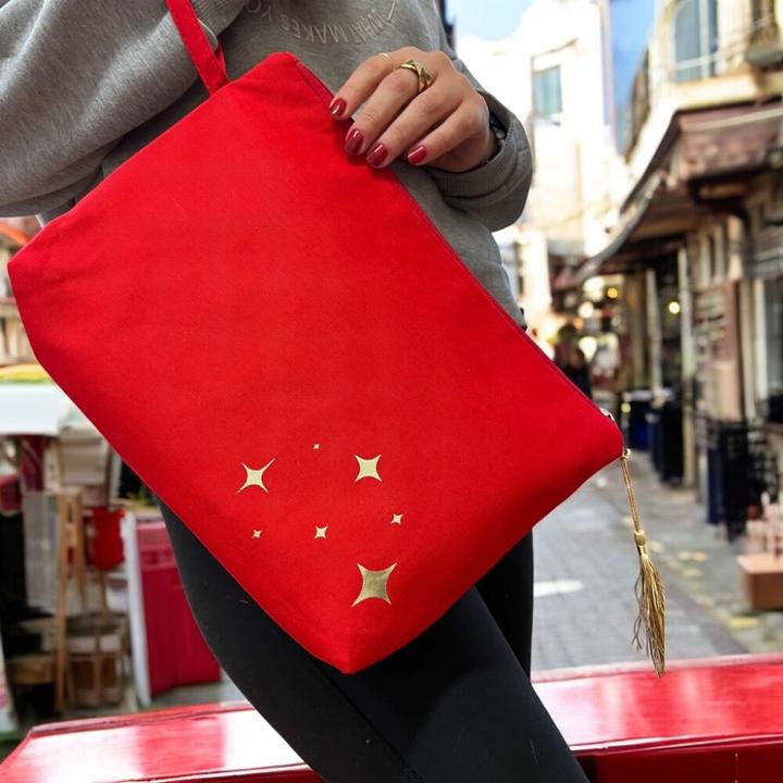 Atölye No:35 Kulturtasche Damen, Kosmetiktasche Rot, 32x24 cm