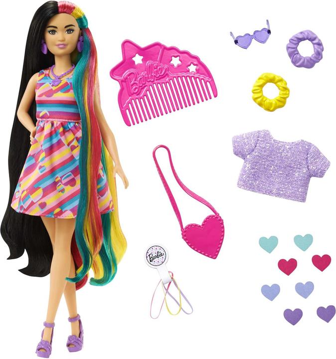 Immagine prodotto Barbie Bambola Totally Hair con look a cuore, Petite, capelli lunghi 21,6 cm, 15 accessori, a partire da 3