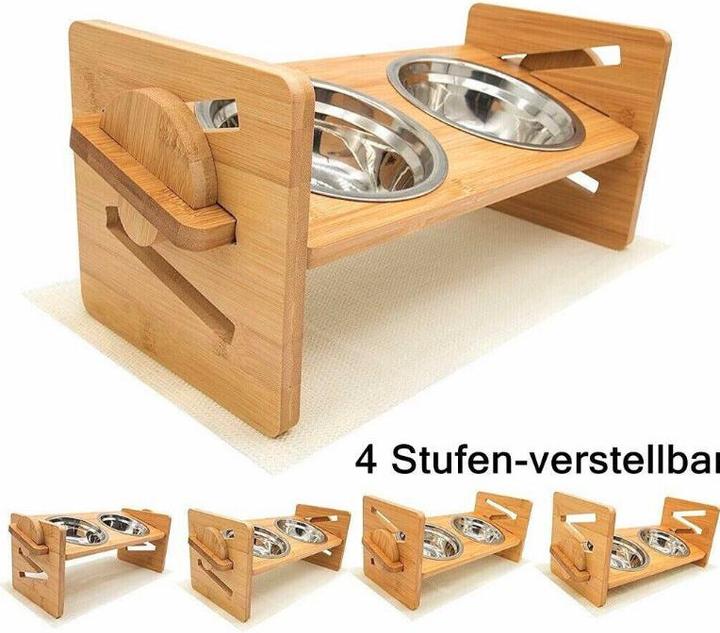 Immagine prodotto Hermex XXL Doppia Ciotola Regolabile per Cani Ciotola per Cibo in Legno Ciotola per Alimentazione
