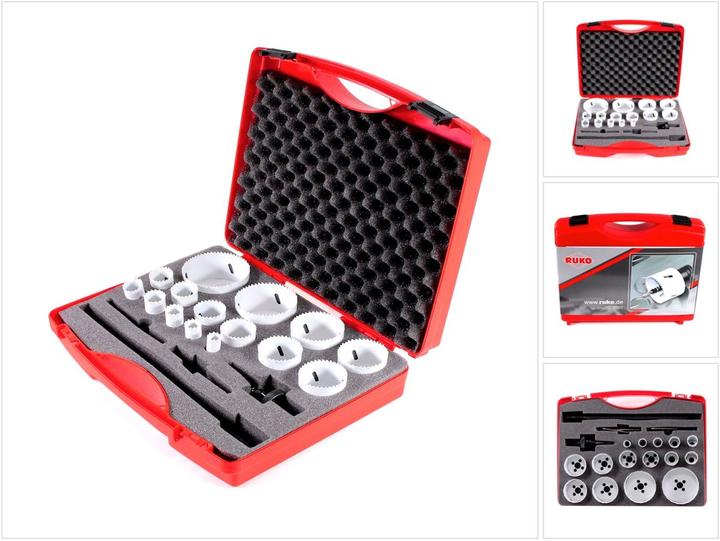 Immagine prodotto Ruko Set di seghe a tazza (16 mm, 19 mm, 21 mm, 24 mm, 25 mm, 29 mm, 32 mm, 37 mm, 40 mm, 48 mm, 51 mm, 54 mm, 60 mm, 73 mm, 83 mm)