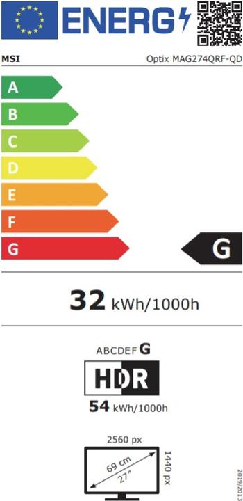 Energie-Label MSI Optix MAG274QRF-QD (2560 x 1440 Pixel, 27")