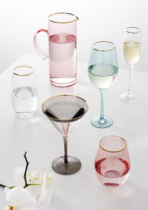 Actual product image Ladelle Handmade wine glasses Chloe Peach (set of 4) (4 Glasses, Wine glasses set)