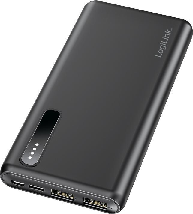 Image du produit LogiLink Powerbank PA0311 noir, 8000 mAh, 2x USB-A, câble 2 en 1 (8000 mAh, 12 W)
