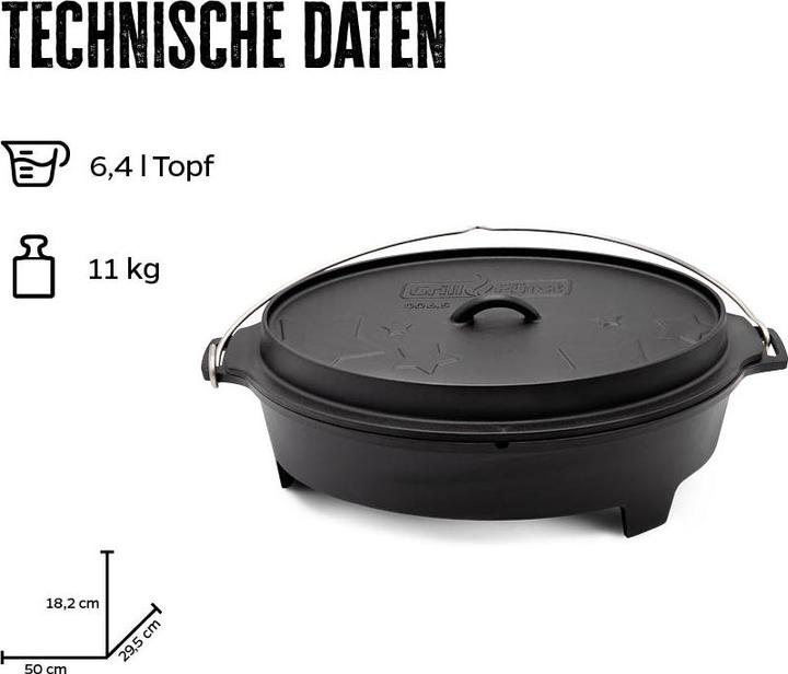 Immagine prodotto Grillfürst Forno olandese BBQ Edition DO 6,5 piatto/ovale per Weber Spirit, Weber Genesis, Broil King Si