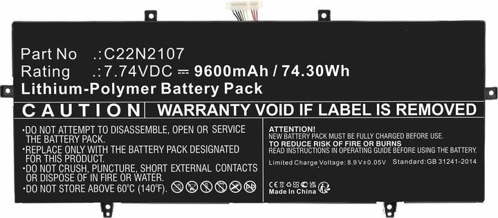 CoreParts Batterie pour ordinateur portable Asus (9600 mAh)