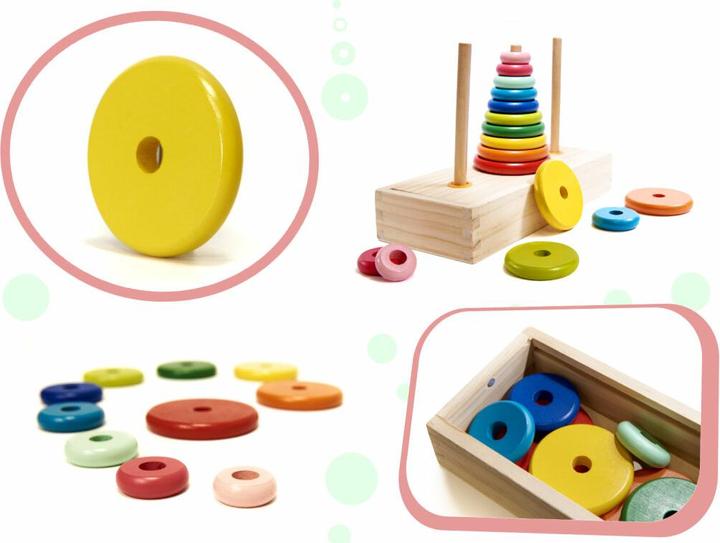 Actual product image Ikonka Wooden pyramid with tower base, rainbow sorting machine