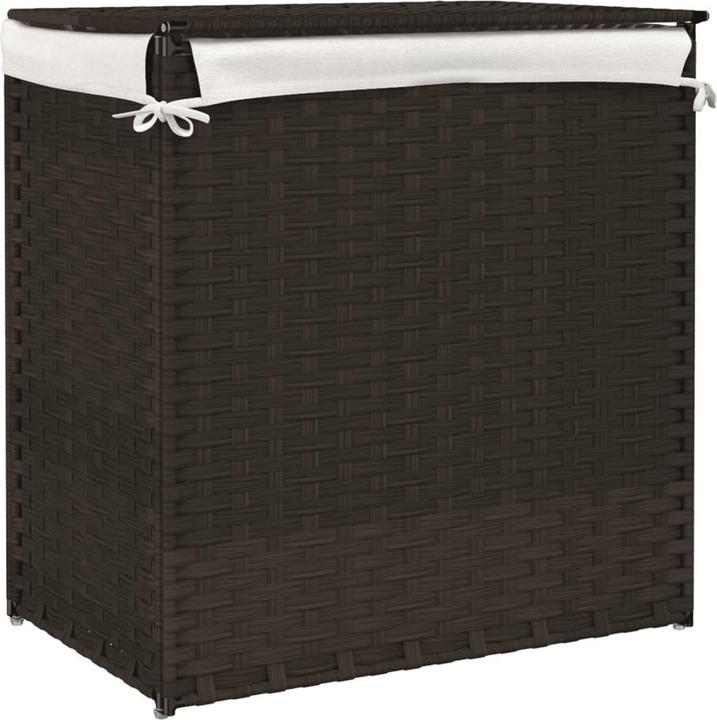 Immagine prodotto VidaXL Cesto per la biancheria con 2 scomparti Marrone scuro 53x35x57 cm Poly