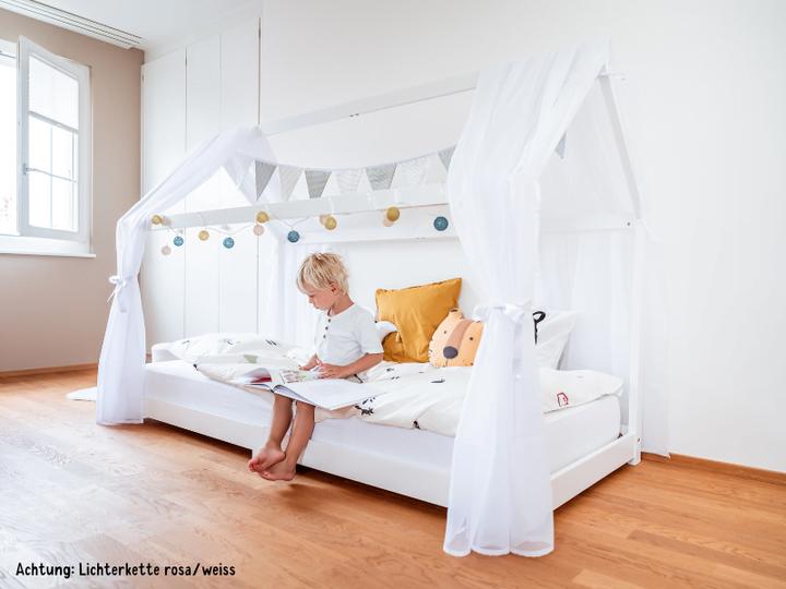 Actual product image Müggi House Bed Decoration Set grey/white with fairy lights pink/white