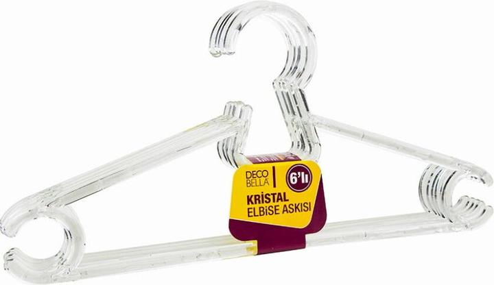 Actual product image DecoBella Set of 6 plastic clothes hangers - Transparent, robust and space-saving (6 x)