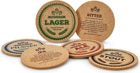 Immagine prodotto Scandinavian Home Sottobicchiere per birra in sughero 6 pezzi assortiti inglese