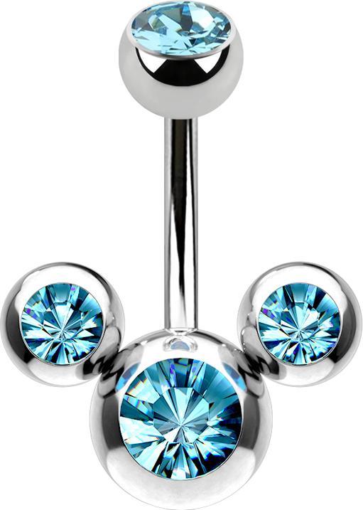 Produktbild Star Piercing Banane silber Micky Maus mit Kristall aqua (Chirurgenstahl 316L, ohne Messing)
