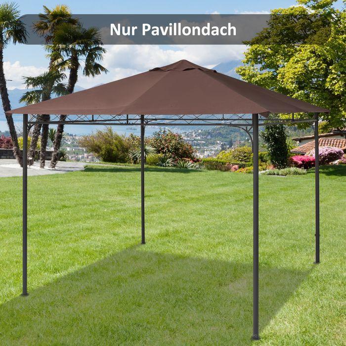 Immagine prodotto Swisshandel24 Tetto di ricambio per gazebo copertura gazebo, protezione solare poliestere caffè 2,93 x 2,93 m (298 cm, 295 cm)