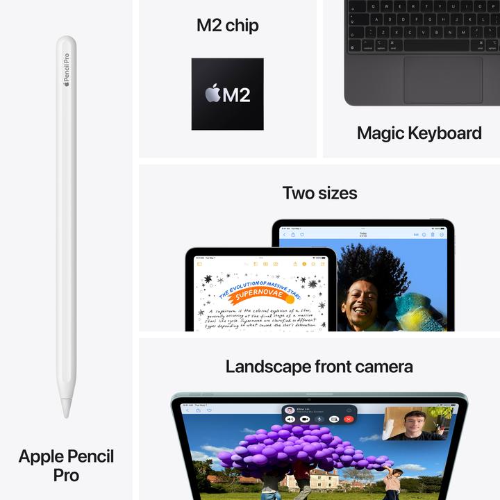 Produktbild Apple iPad Air 13 2024 (M2) (nur WLAN, 13", 512 GB, Starlight)