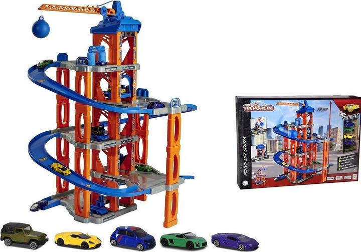 Actual product image Majorette Garage with elevator and 5 cars