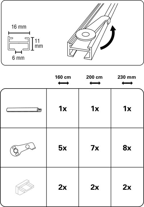 Valori nutrizionali e ingredienti Gardinia Set di binari per tende in alluminio a 1 corsa Lucy