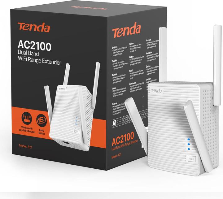 Actual product image Tenda WL Repeater A21 AC1200 Dual-Band WLAN Repeater (1734 Mbit/s, 300 Mbit/s)
