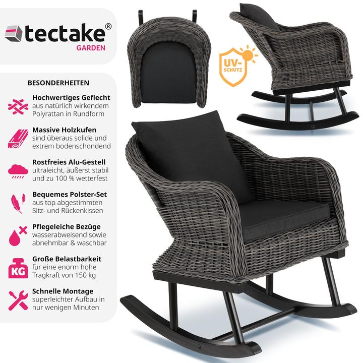 Produktbild tectake Rattan Schaukelstuhl Rovigo 150kg