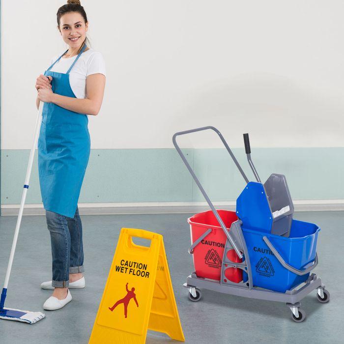 Actual product image Swisshandel24 Cleaning trolley Cleaning trolley Mopping trolley with 2 buckets System trolley with 4 (1 pcs.)