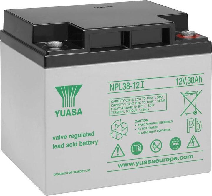 Yuasa NPL38-12I Lead battery 12 Volt, 38Ah with M5 connection (12 V, 38 Ah)