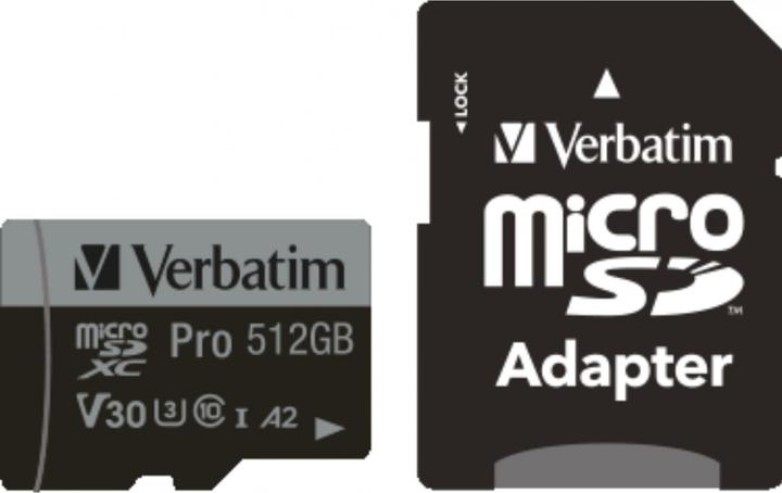 Actual product image Verbatim Pro (512 GB, microSDXC, U3, UHS-I)