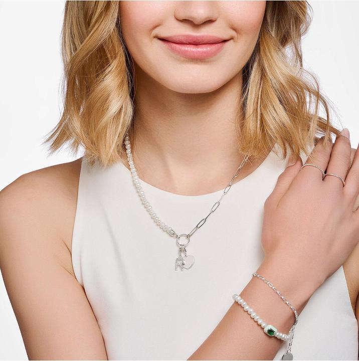 Actual product image Thomas Sabo Charm Pendant Letter R with White Stones Silver (925 silver)