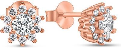 Brilio Silver - Glittering bronze earrings with zircons EA325R