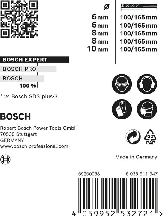 Actual product image Bosch Professional Zubehör EXPERT SDS plus-7X hammer drill bit set, 6/6/8/10 mm, 5 pcs. (6.0 mm, 10.0 mm, Ø 8.0 mm)