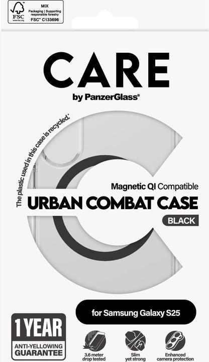 Produktbild PanzerGlass CARE by ® Flagship Case Transparent Urban Combat m. Schwarz Qi Compatible Samsung Galaxy (Samsung Galaxy S25)