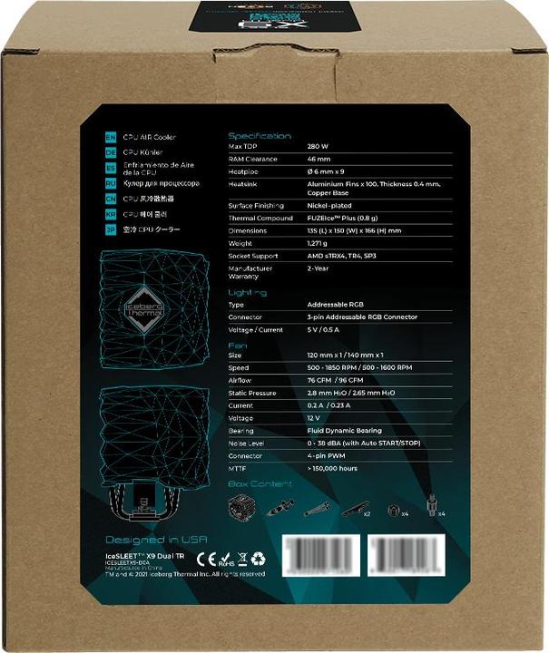 Immagine prodotto Iceberg Thermal IceSLEET X9 Dual TR - solo Threadripper (166 mm)