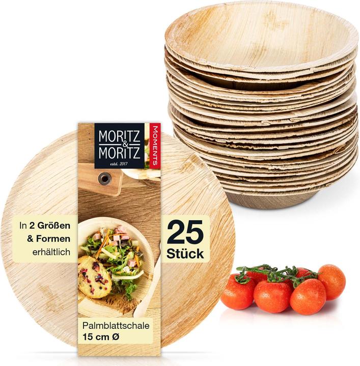 Produktbild Moritz & Moritz 25tlg. Palmblatt Geschirr Schalen Ã˜ 15 x 6 cm (25 x)