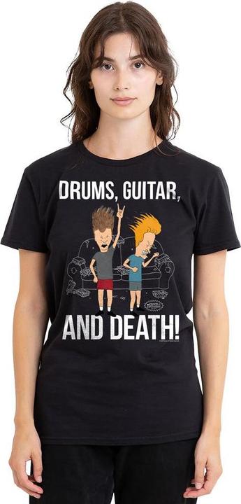 Actual product image Universal Textiles Unisex Adult Drums Guitar & Death T-Shirt (S)
