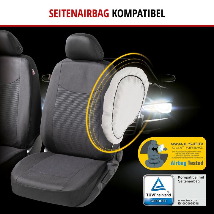 Immagine prodotto Walser Coprisedile auto ZIPP-IT Speedway, set completo di coprisedile auto con sistema di cerniere nero