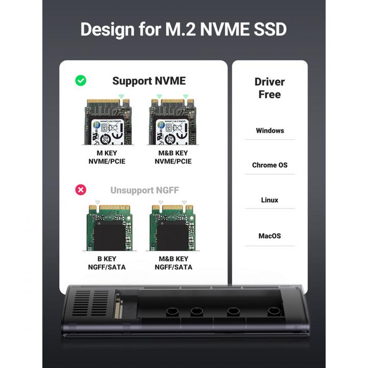 Produktbild Ugreen SSD Enclosure (M.2 2230, M.2 2242, M.2 2260, M.2 2280)